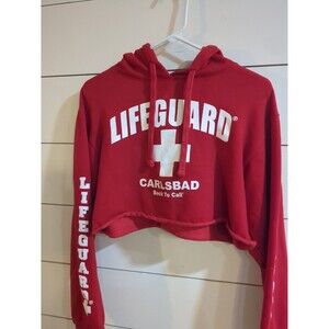 Lifeguard cropped red and white hoodie women's medium spring Carlsbad cali